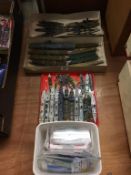 Four trays of Die Cast and plastic Triang Minic ships and other makes