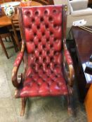 A Chesterfield oxblood rocking chair