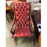 A Chesterfield oxblood rocking chair