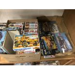 Two boxes of Revell, Fujimi model kits etc.