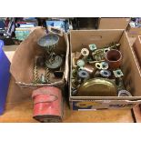 Quantity of brass candlesticks etc.