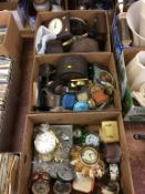 Three boxes of clocks (spares and repairs)