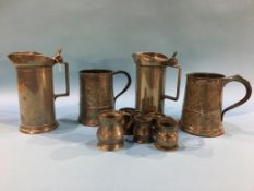 Nine various pieces of pewter