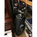 Set of deep red golf clubs