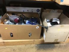 Four boxes of china, glass etc.