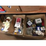 A box of dolls and two boxes of assorted bric a brac