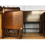 An Edwardian mahogany Sutherland table, an oak barley twist occasional table and an oak folding