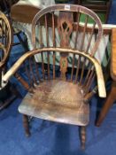 A stick back Windsor chair