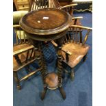 An oak barley twist two tier circular pedestal