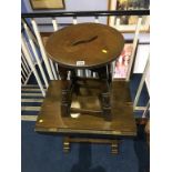 Oak circular stool and occasional table
