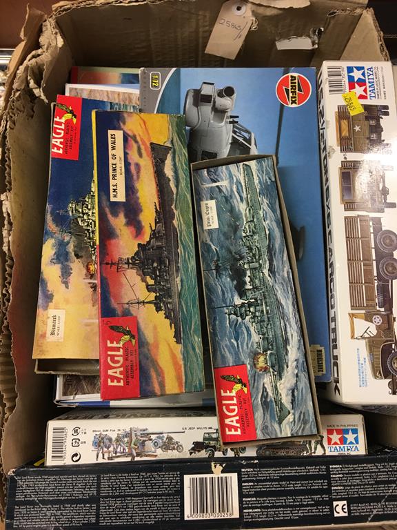 Two boxes of Eagle, Airfix and Tamiya model kits - Image 3 of 4