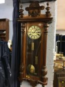 A walnut cased double weight Vienna wall clock