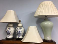 Three decorative tables lamps