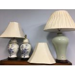 Three decorative tables lamps