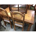 Pine refectory table and four chairs