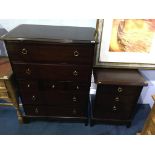 A Stag Minstrel chest of drawers and a bedside chest