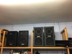 A pair of Pro Sound speakers, a pair of Artiste speakers and stands