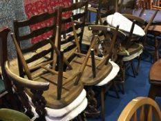 A set of six Ercol single dining chairs