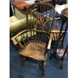 A stick back Windsor chair