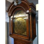 A 19th century oak long case clock, with brass dial by Anthony Hutchinson of Leeds, 8 day movement