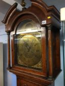 A 19th century oak long case clock, with brass dial by Anthony Hutchinson of Leeds, 8 day movement