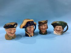 Four Royal Doulton character jugs 'The Cavalier', 'Monty', 'Robin Hood' and 'Lord Nelson'