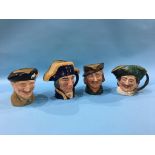 Four Royal Doulton character jugs 'The Cavalier', 'Monty', 'Robin Hood' and 'Lord Nelson'