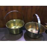 Two brass jam pans