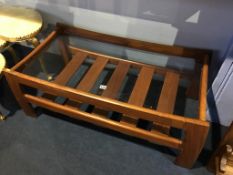 A G Plan teak rectangular coffee table, with inset glass top