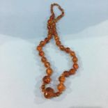 A string of amber coloured beads