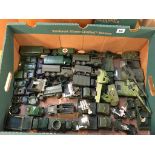 A tray of unboxed military vehicles
