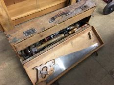 Wooden tool box and tools