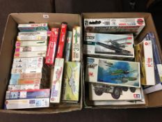 Two boxes of Airfix, Hales, Hasegawa model kits