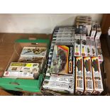 Two boxes of Airfix , Matchbox JB and other model kits