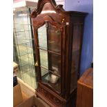 A Continental walnut display cabinet, with single drawer