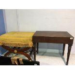 Mahogany footstool and one other