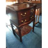 Mahogany serpentine two drawer bedside cabinet