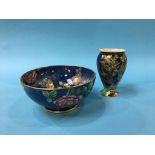 A Crown Devon lustre vase and a Maling lustre bowl (2)