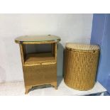 Gold Lloyd Loom bedside cabinet and linen basket