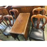 Mahogany gateleg dining table and four chairs