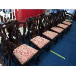 Set of six reproduction mahogany dining chairs