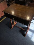 Italian style Bijouterie table, with two drawers and lift up top