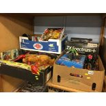 Four boxes of assorted vintage toys