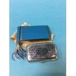 A Deco style cigarette case / powder compact and a silver cigarette case
