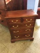 Mini mahogany chest of five drawers, 54cm wide x 30cm deep x 67cm long