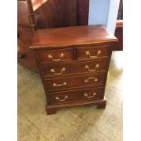 Mini mahogany chest of five drawers, 54cm wide x 30cm deep x 67cm long