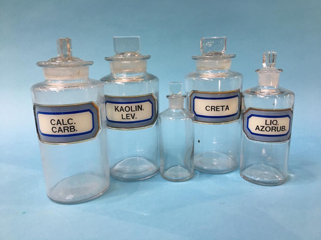 Five Chemist bottles/jars