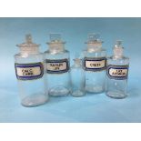 Five Chemist bottles/jars