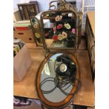 Bakelite telephone, oak framed mirror and a fire screen