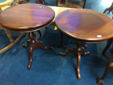 Pair of mahogany tripod tables